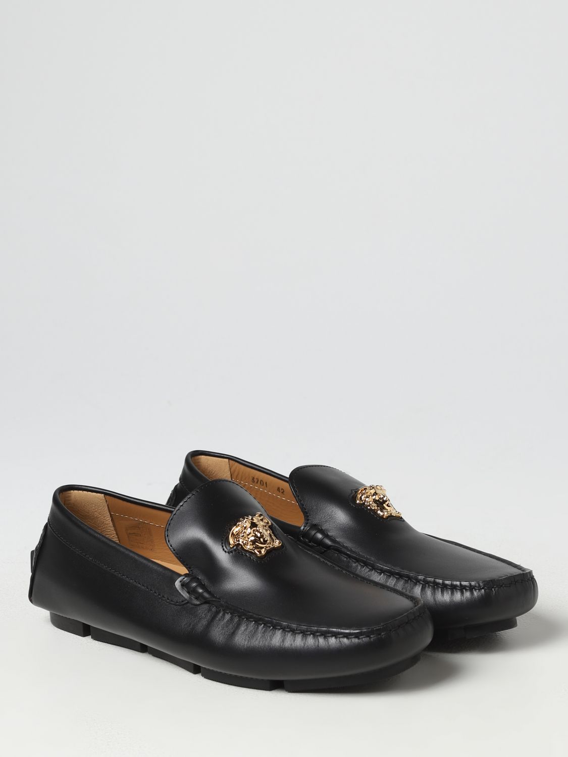 moccasins in leather - Black | Versace loafers 10037011A00693 online on GIGLIO.COM