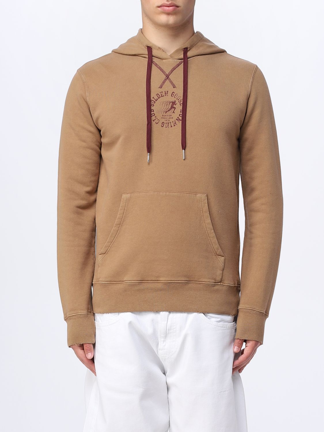 Shop Golden Goose Sweatshirt In Cotton In Beige