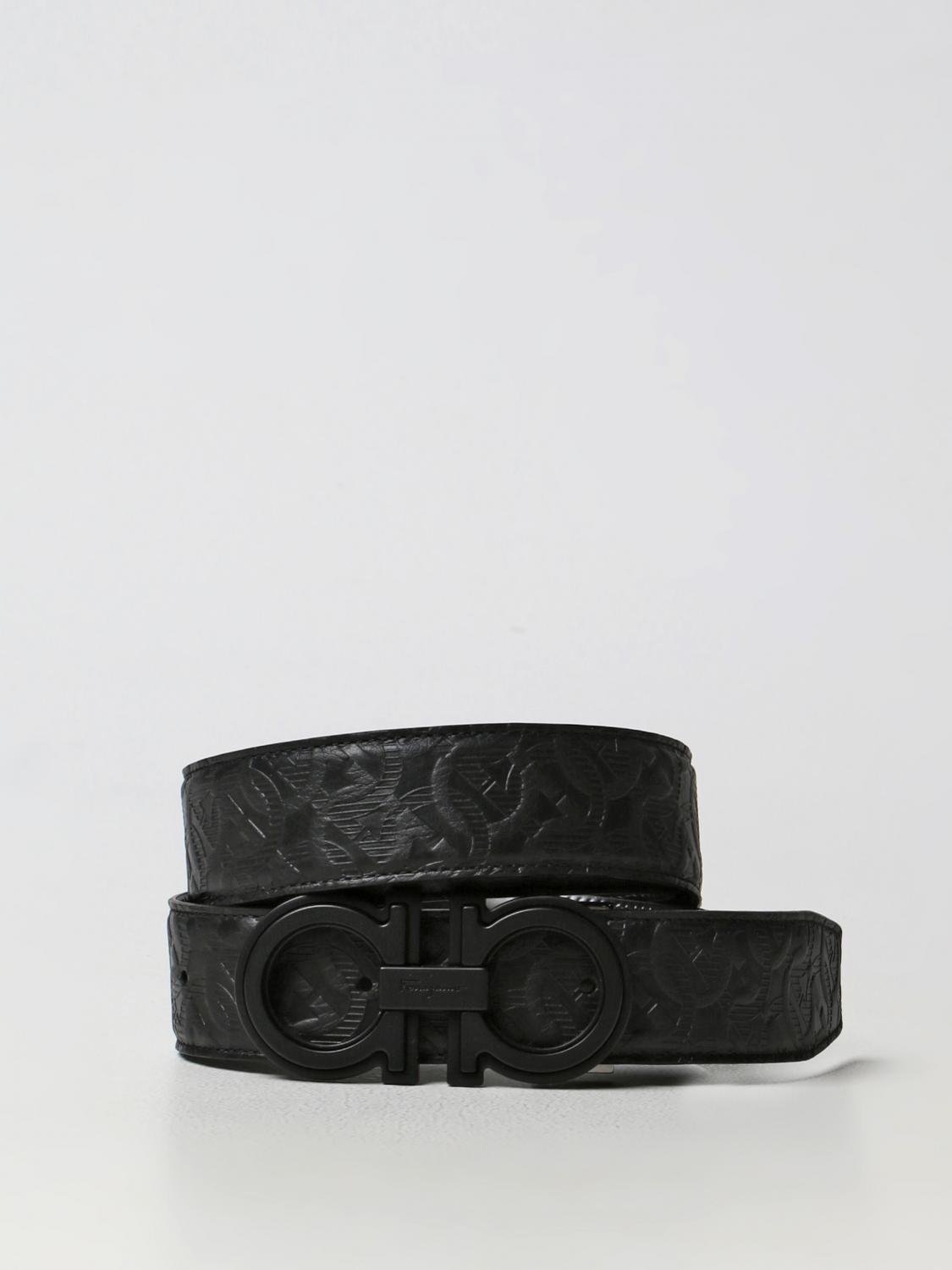 FERRAGAMO: Gancini Reversible Leather Belt - Black | Ferragamo Belt ...