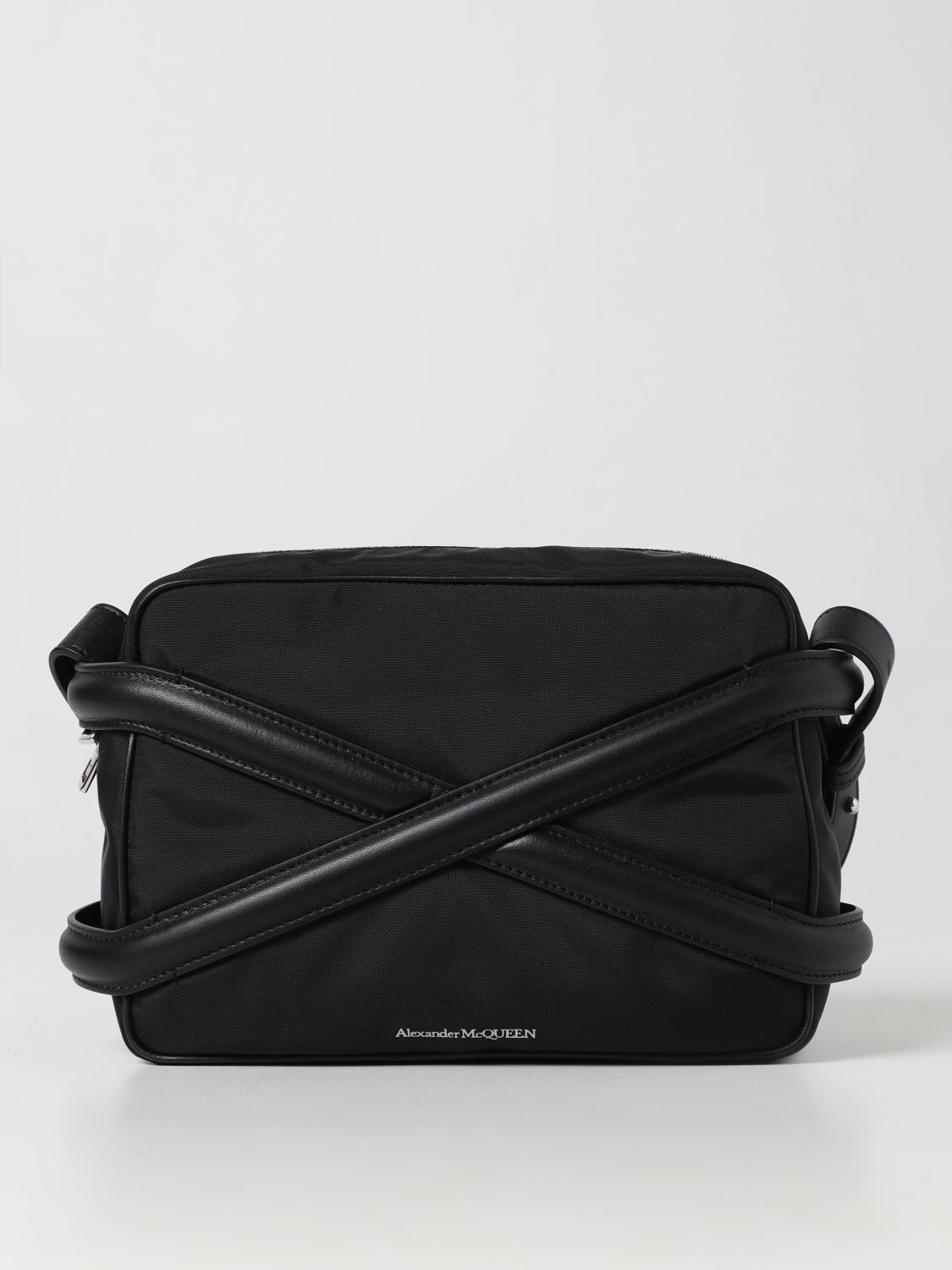 Alexander Mcqueen Harness Bag In Nylon And Leather In Black