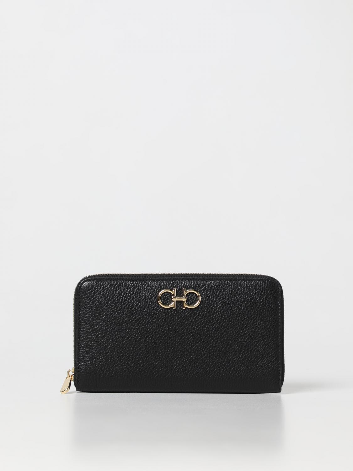 Ferragamo Continental Zip Around Gancini Wallet In Black