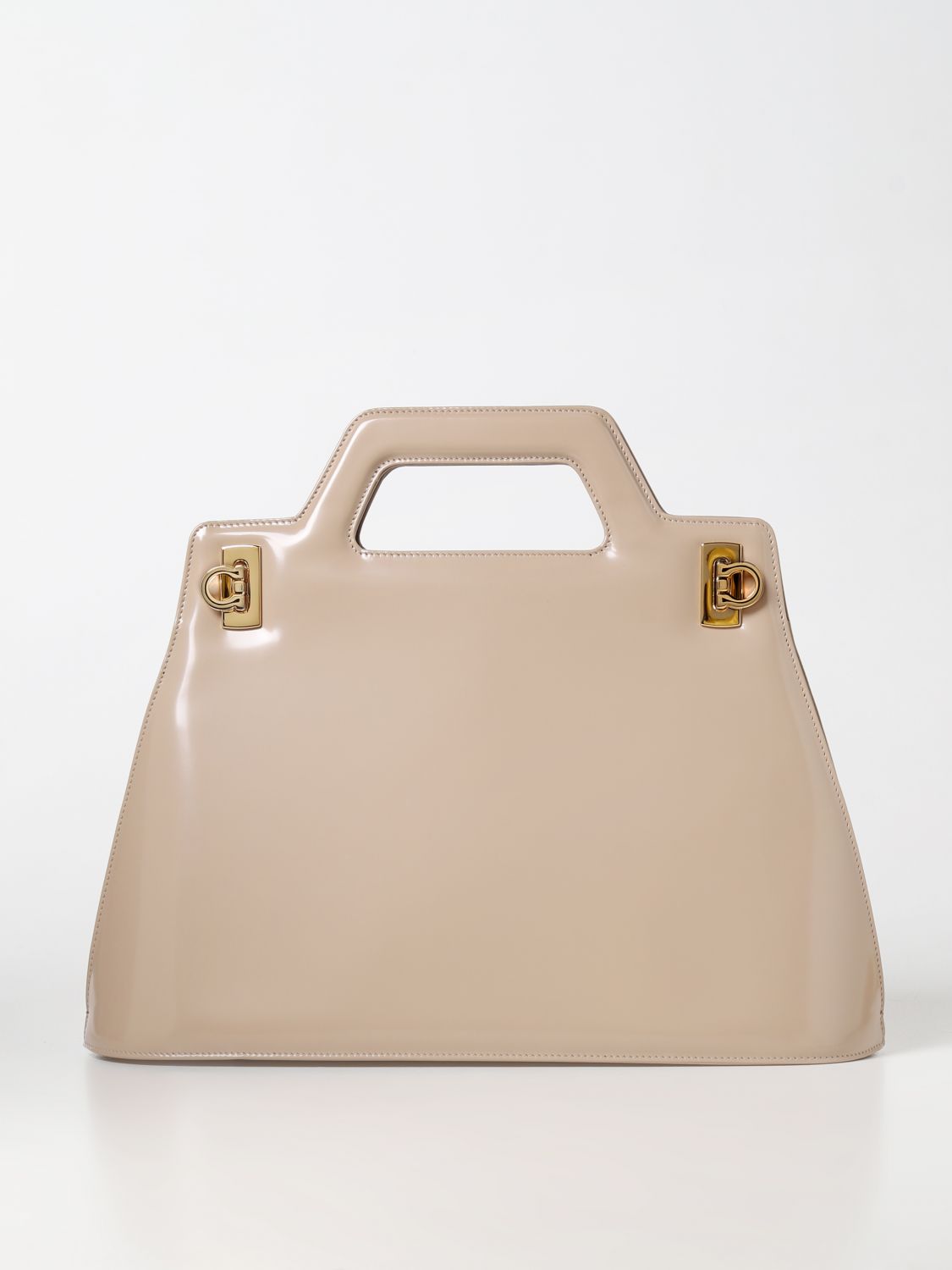 FERRAGAMO: Wanda bag in brushed leather - Beige | Ferragamo