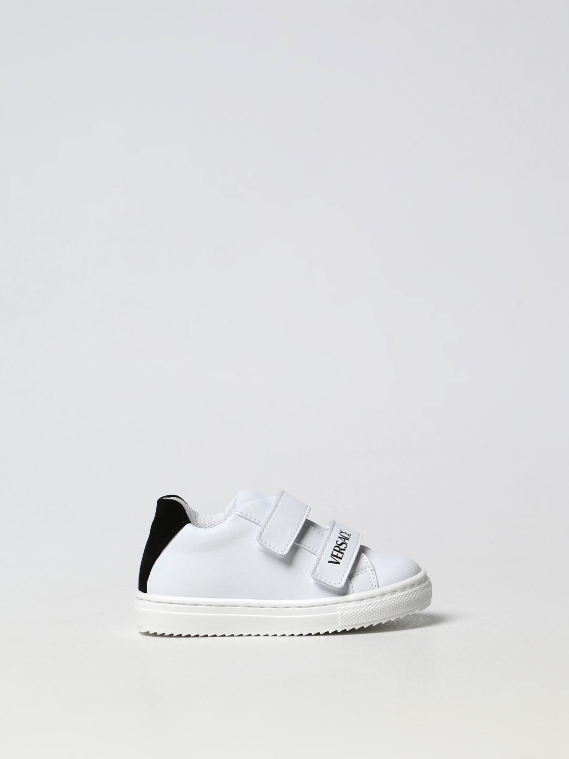 Versace Young Leather Sneakers In 白色