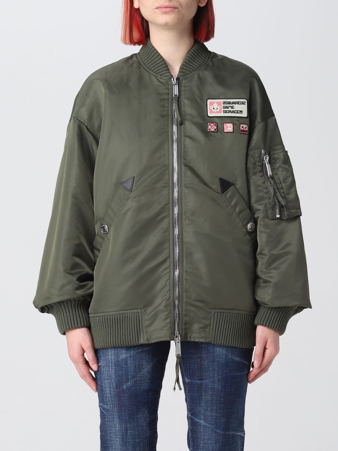 Shop Dsquared2 Jacket In Nylon And Cotton In Military