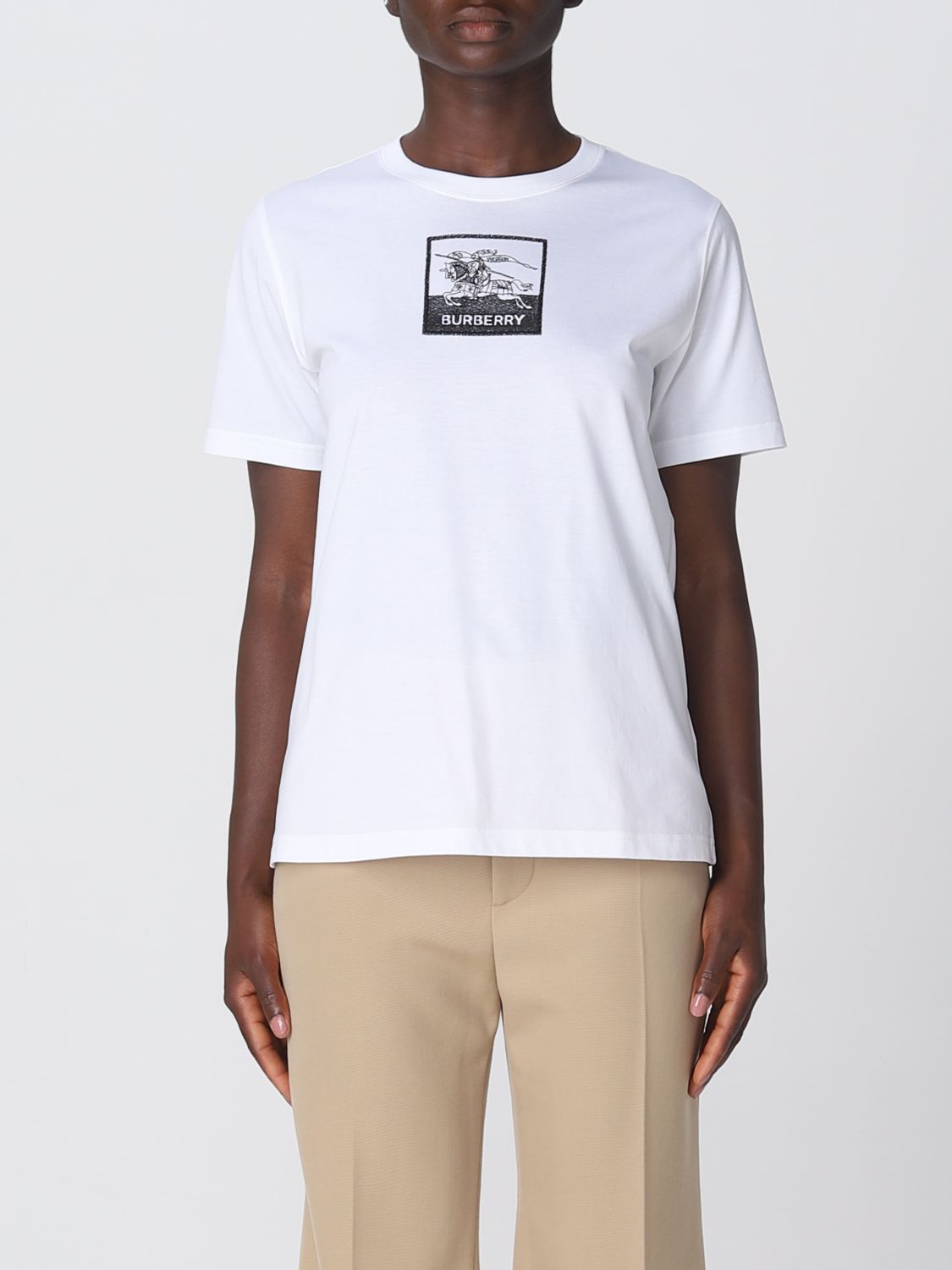 Shop Burberry Margot Cotton T-shirt In White
