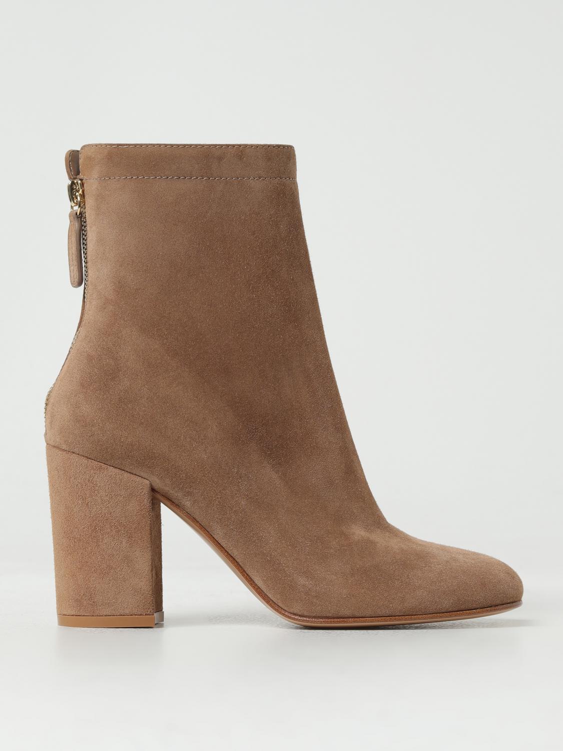 Gianvito Rossi Suede Ankle Boots In Beige