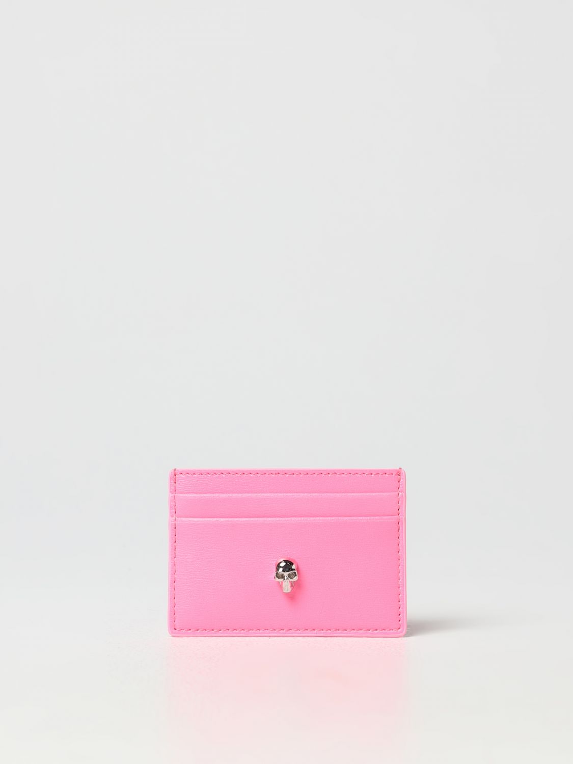 Shop Alexander Mcqueen Leather Credit Card Holder In Pink