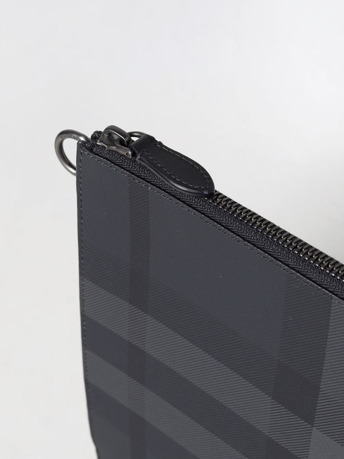 Burberry Flint pochette in saffiano coated fabric with Check pattern