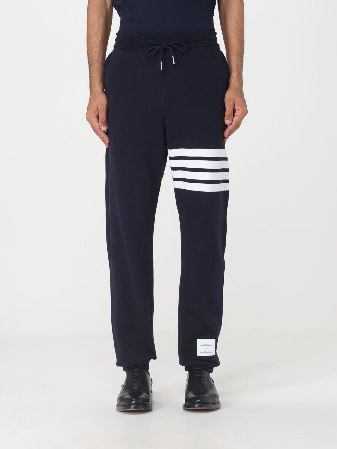 Shop Thom Browne Pants In Cotton In Blue