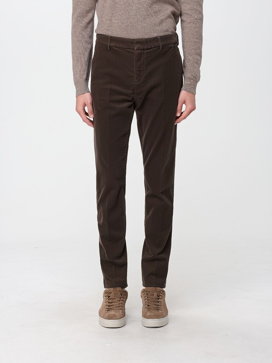 Dondup Pants In Stretch Cotton In Brown