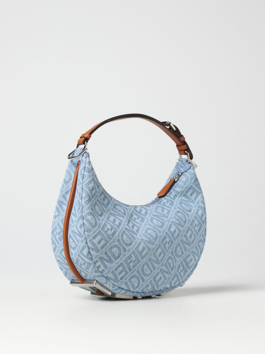 FENDI: graphy bag in jacquard denim - Denim