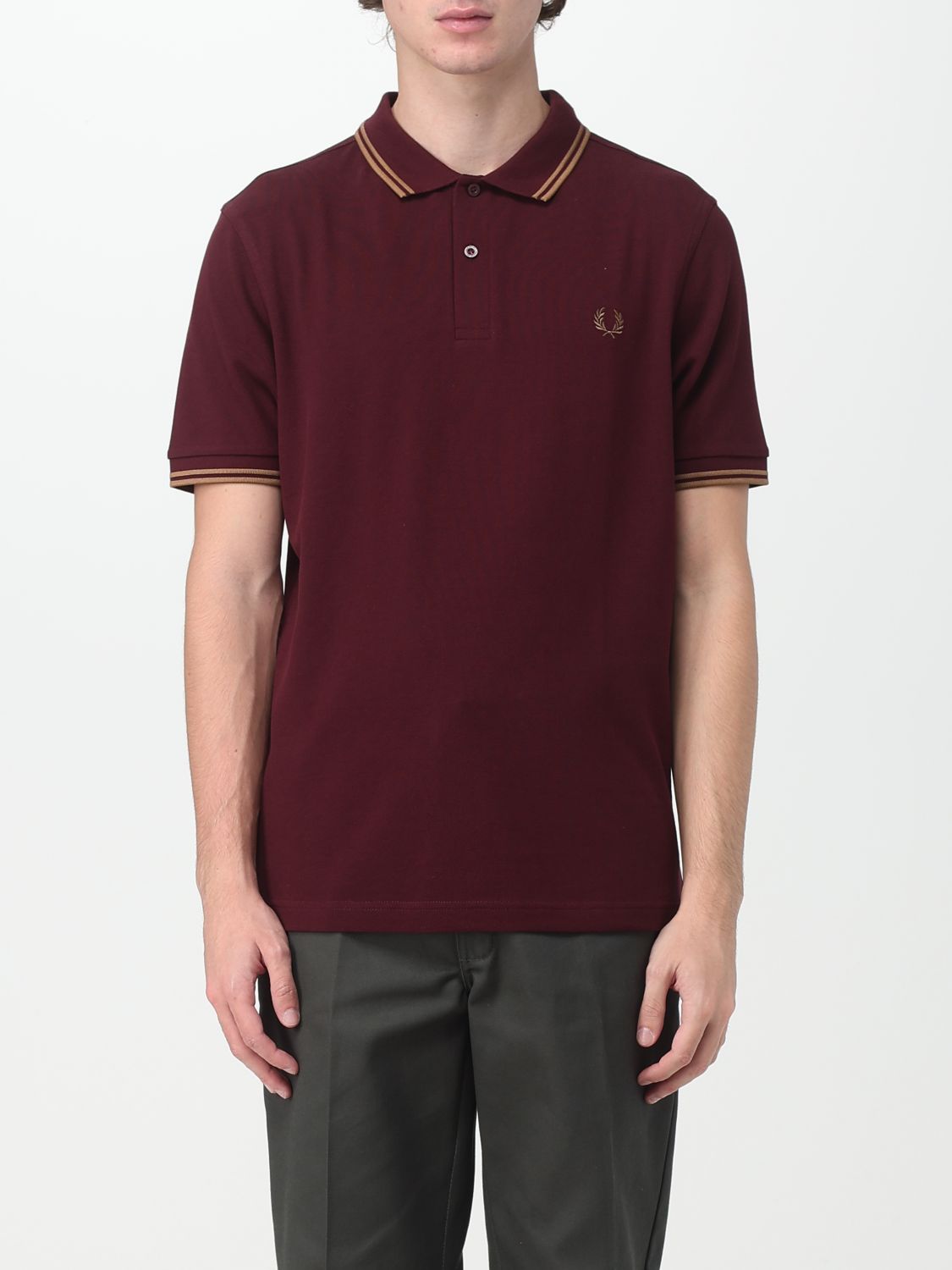 Fred Perry Polo Shirt  Men In Burgundy