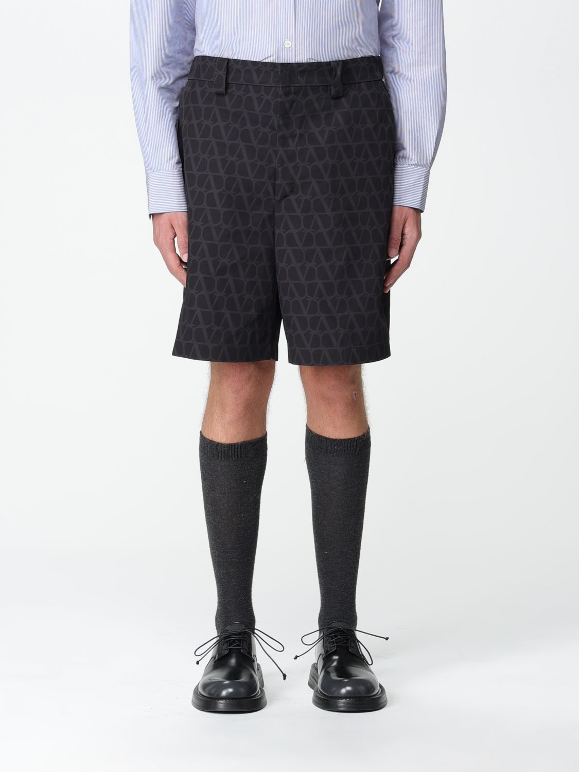 Shop Valentino Nylon Shorts With Toile Iconographe Print In Black
