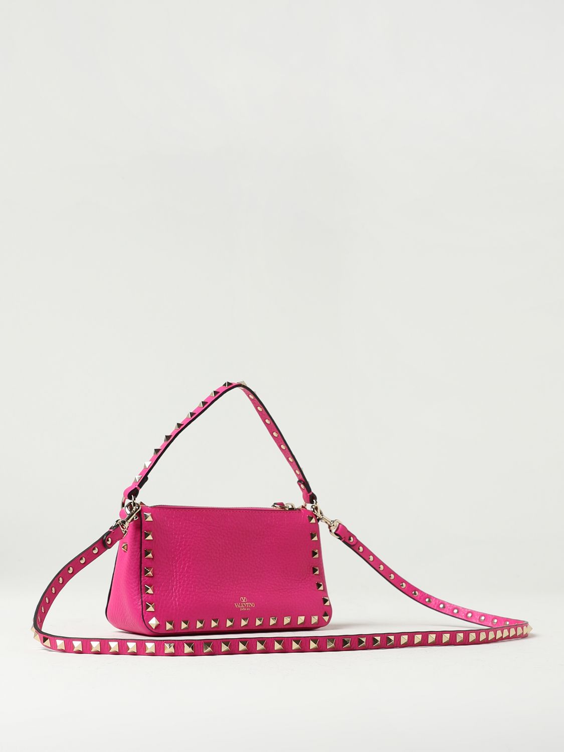 VALENTINO GARAVANI: Rockstud bag in textured leather - Pink  Valentino  Garavani mini bag 3W2B0L31VSF online at