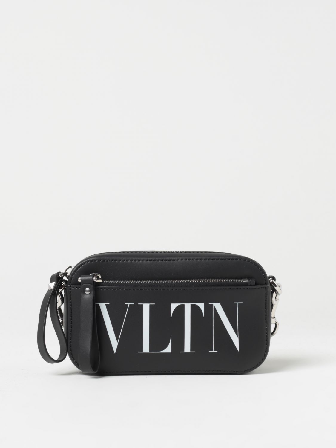 VALENTINO GARAVANI: leather bag with logo - Black  Valentino Garavani  shoulder bag 3Y2B0954WJW online at
