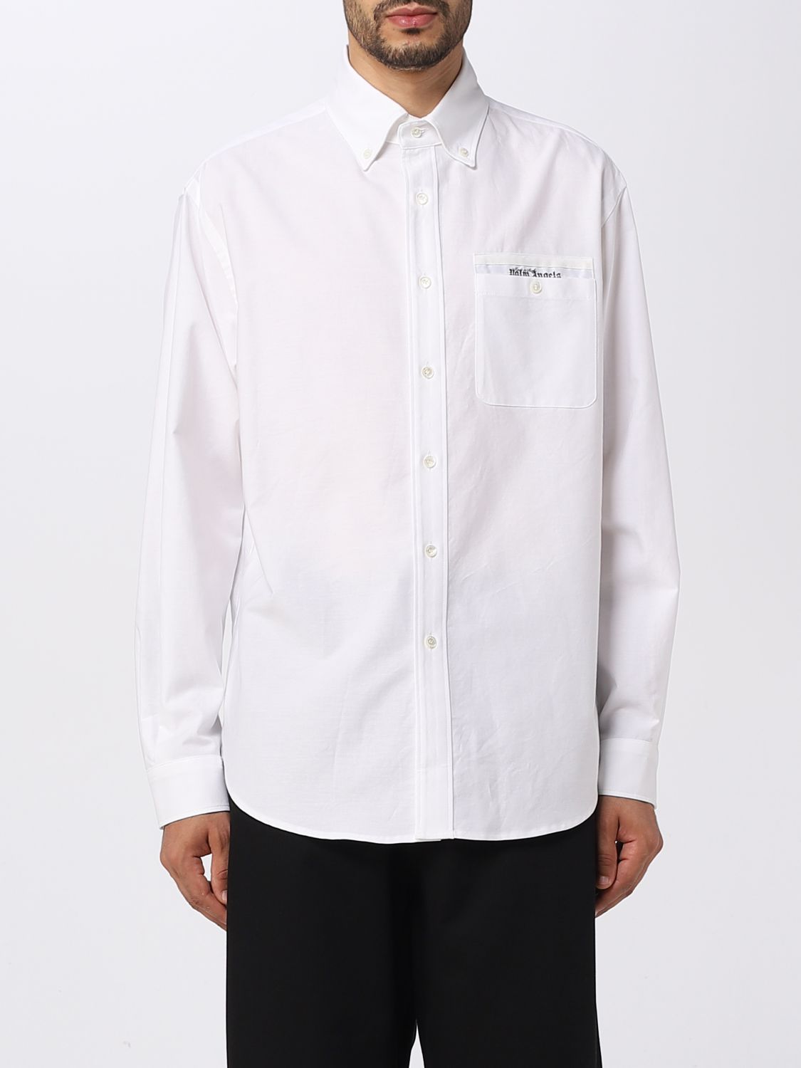 Shop Palm Angels Cotton Shirt In White