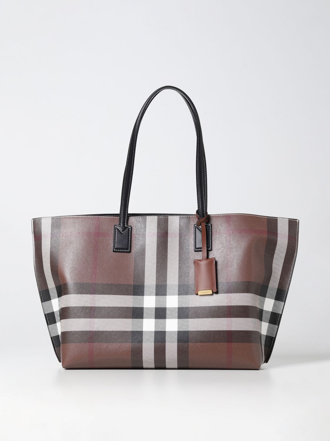 BURBERRY: bag in coated cotton - Brown | Burberry tote bags 8069659 on GIGLIO.COM