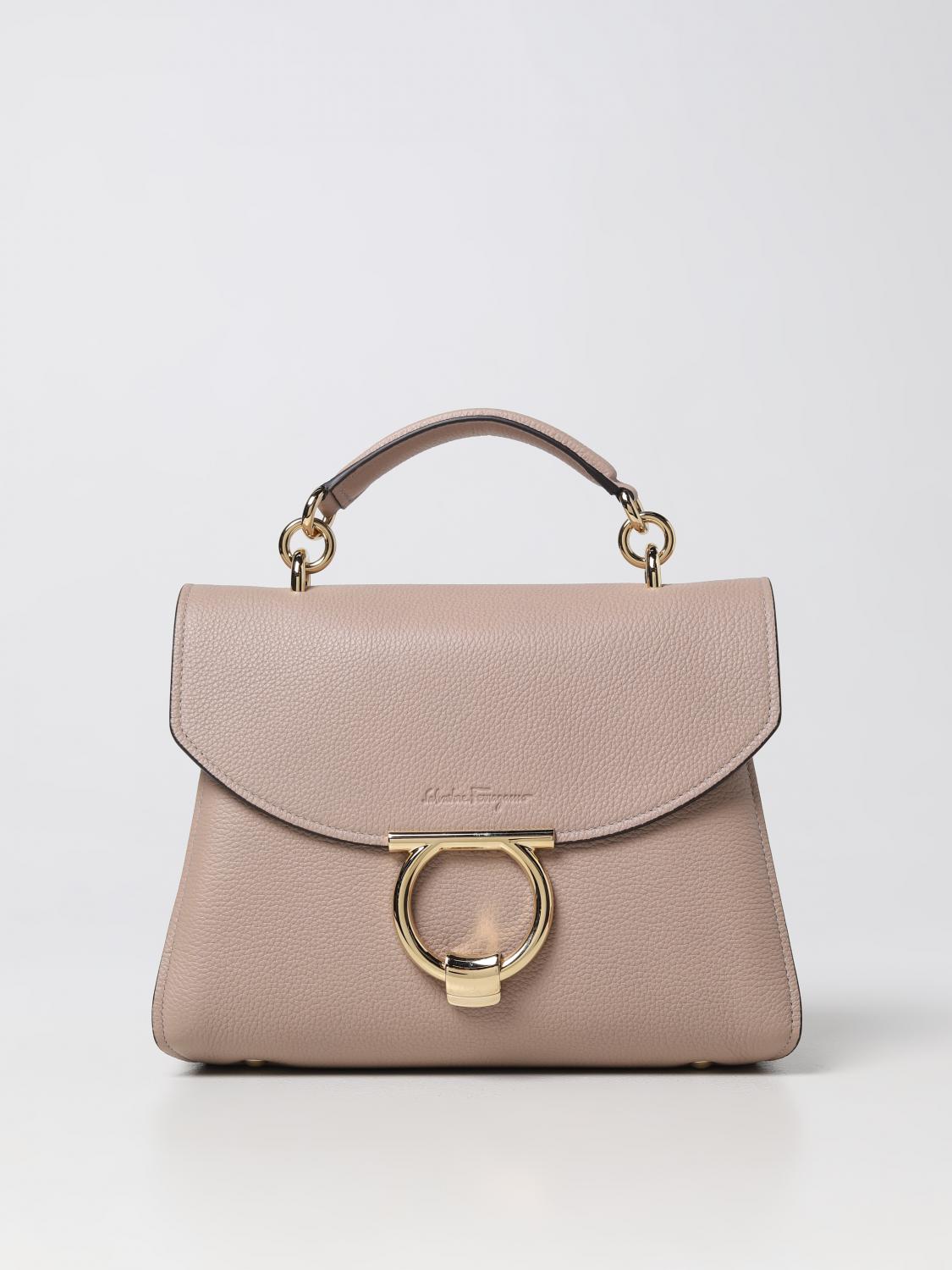 FERRAGAMO: Gancini leather bag - Beige | Ferragamo handbag