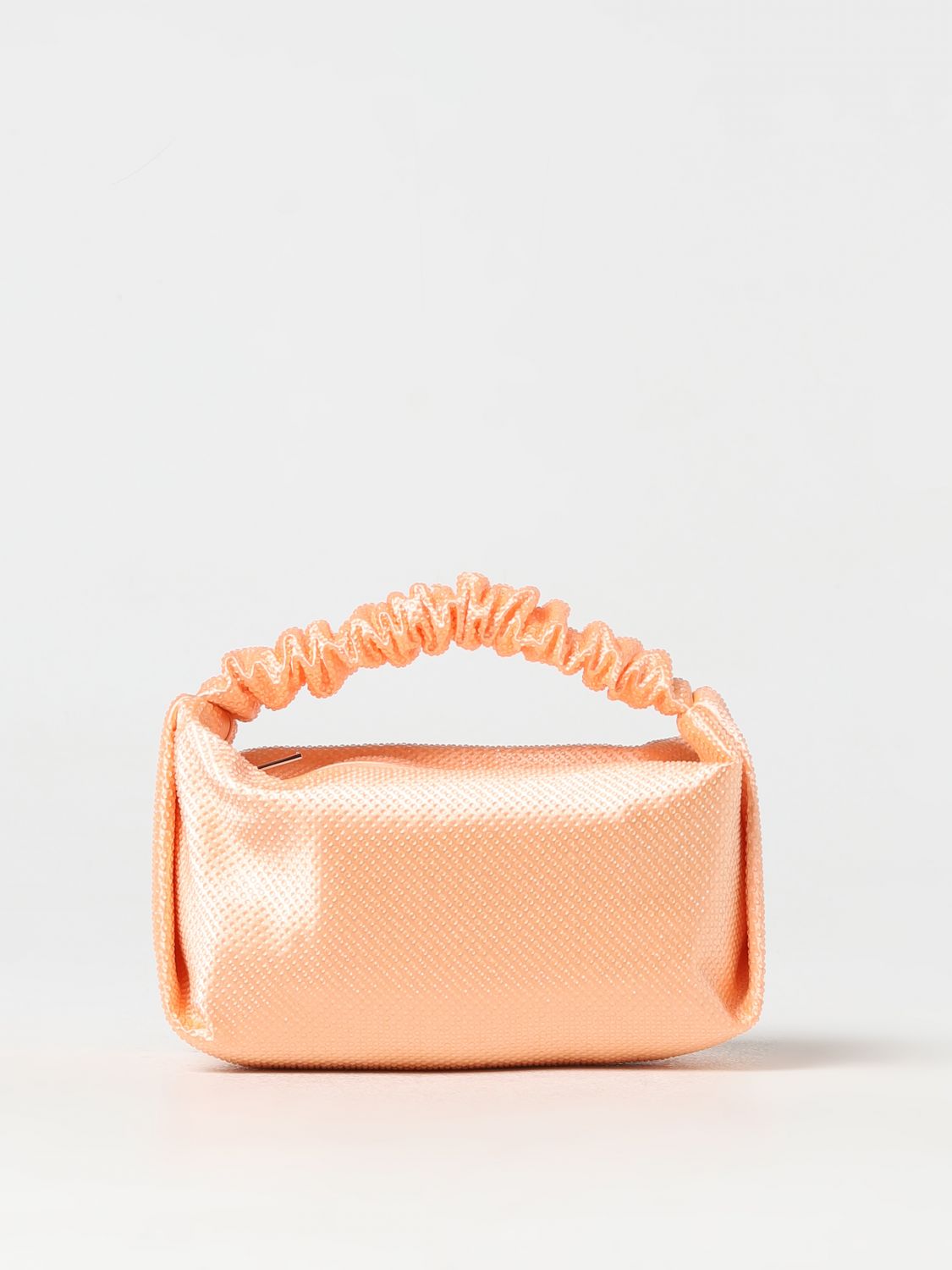 Shop Alexander Wang Scrunchie Bag In Satin With All-over Rhinestones In Orange