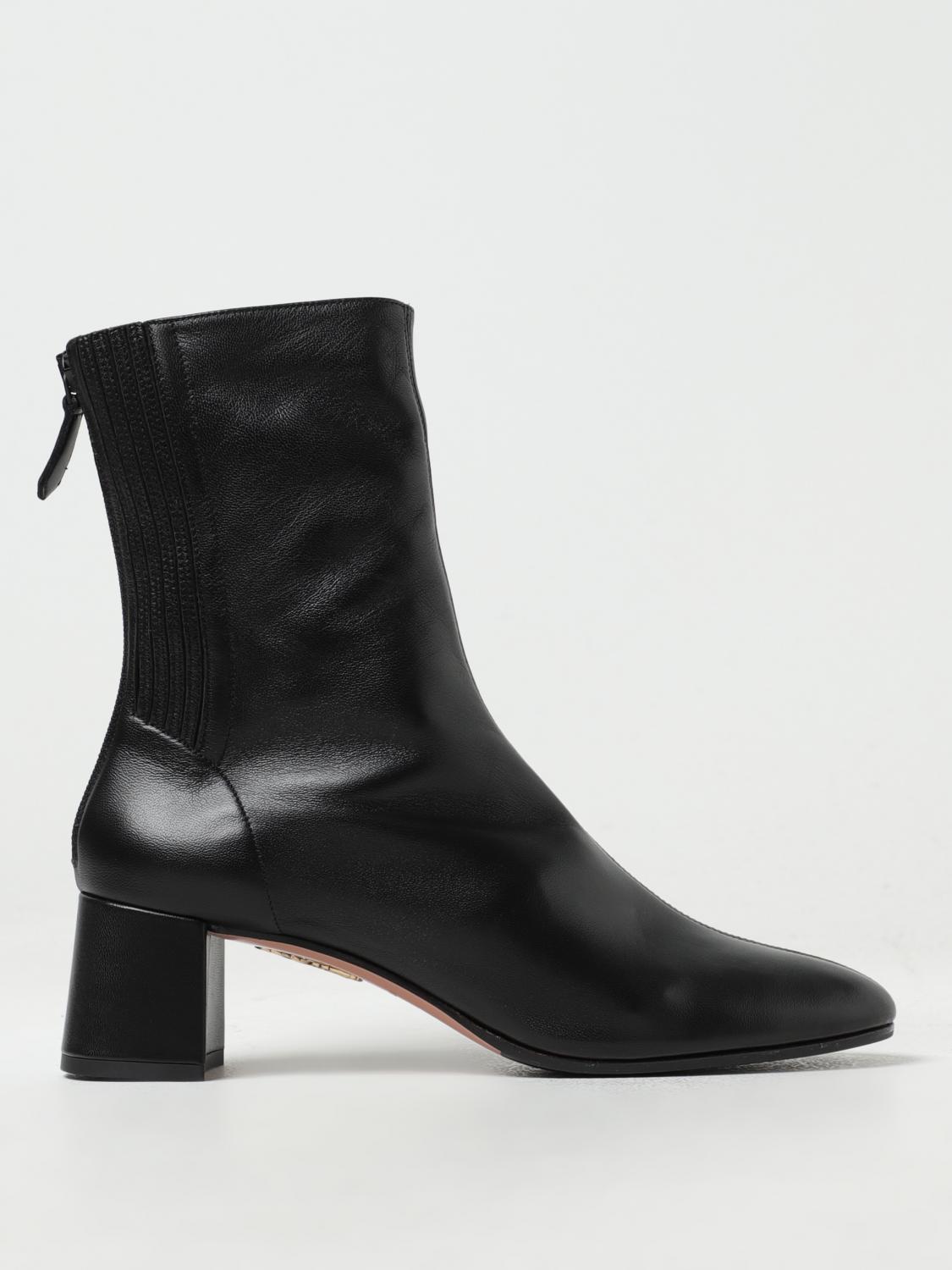 Aquazzura Flat Ankle Boots Woman In Black