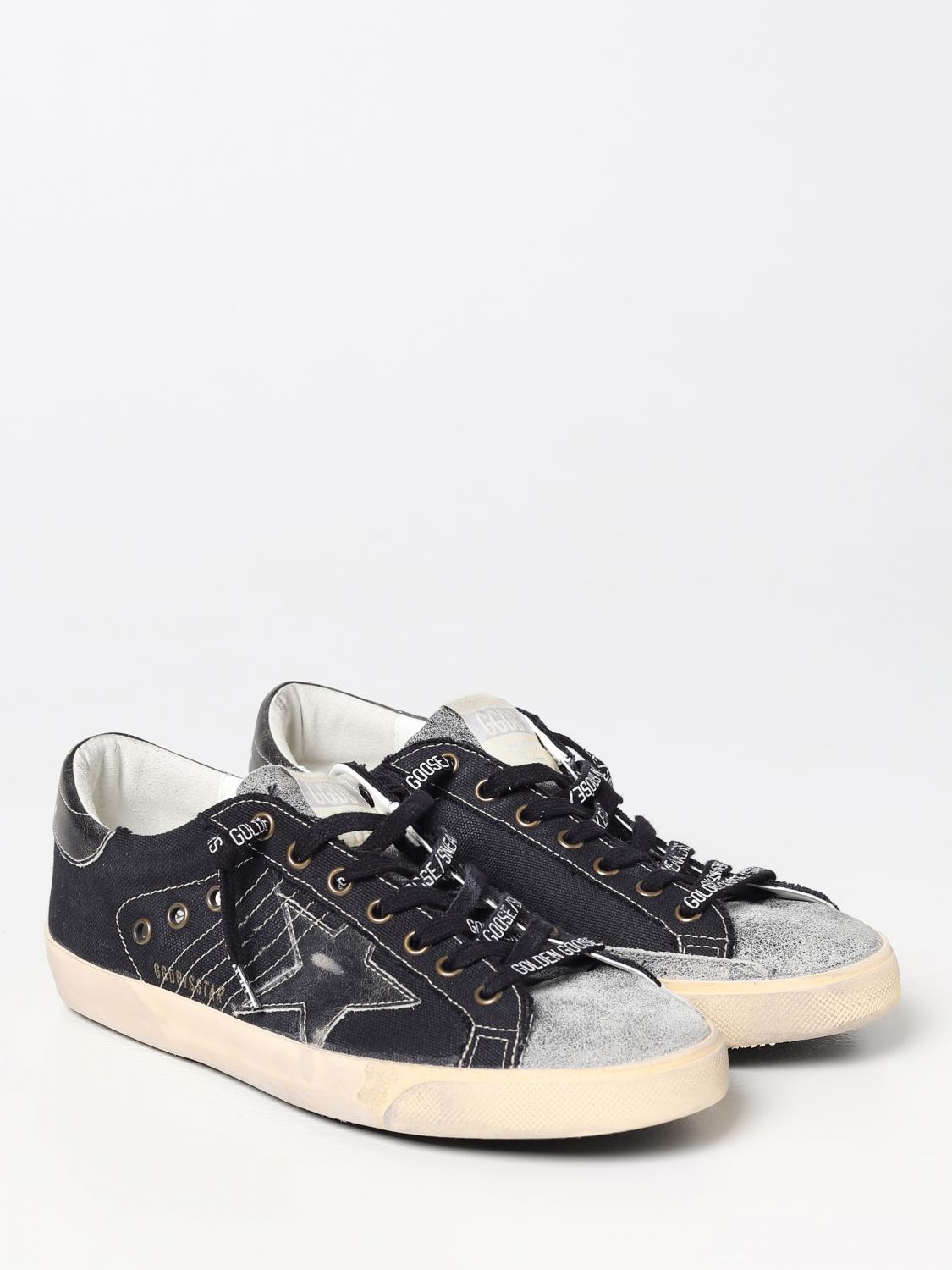 GOLDEN GOOSE: Super-Star Classic sneakers in canvas and leather - Black