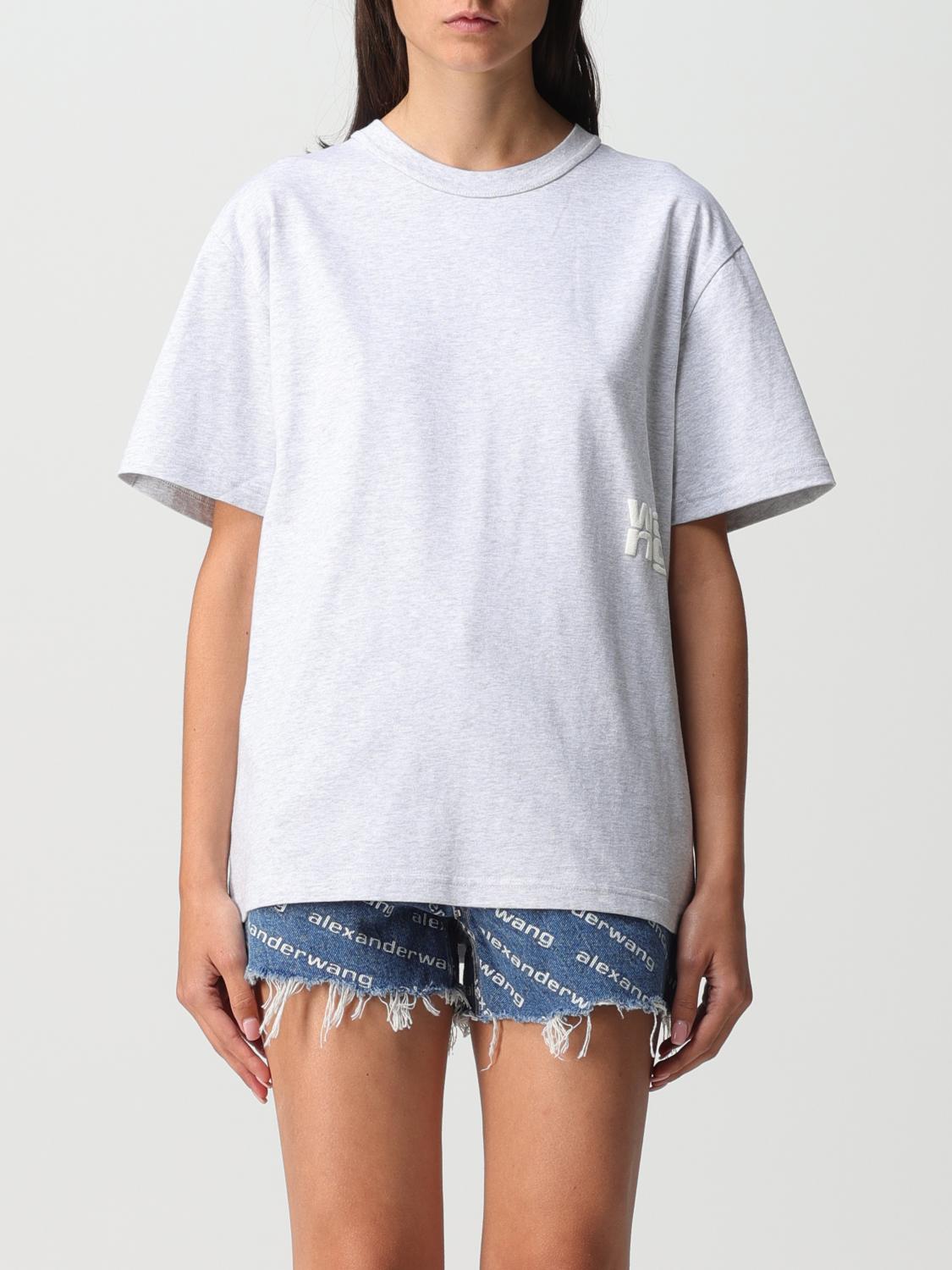 Alexander Wang Puff Logo Crewneck T-shirt In Grey