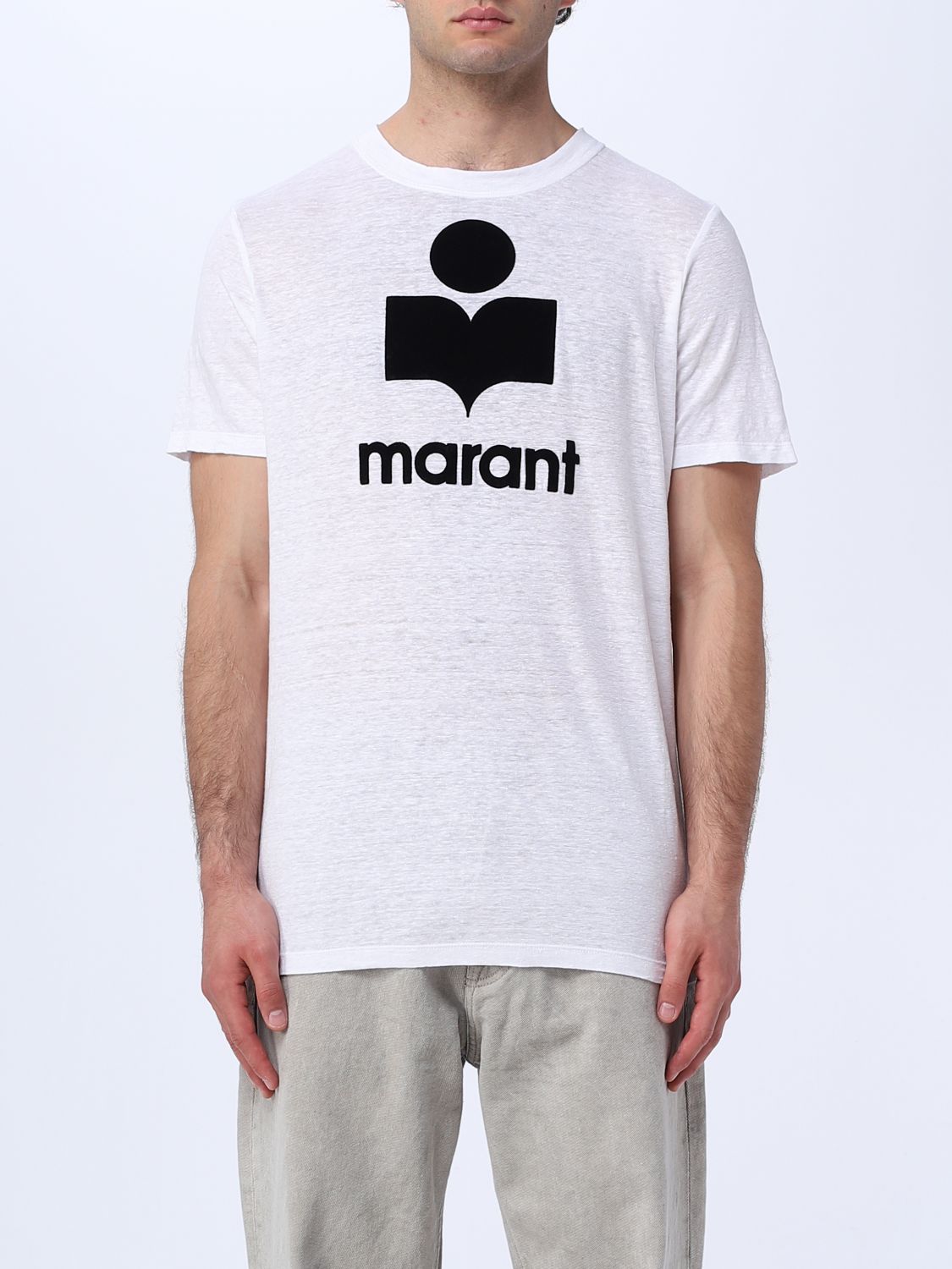 Shop Isabel Marant Karman  Linen T-shirt In White