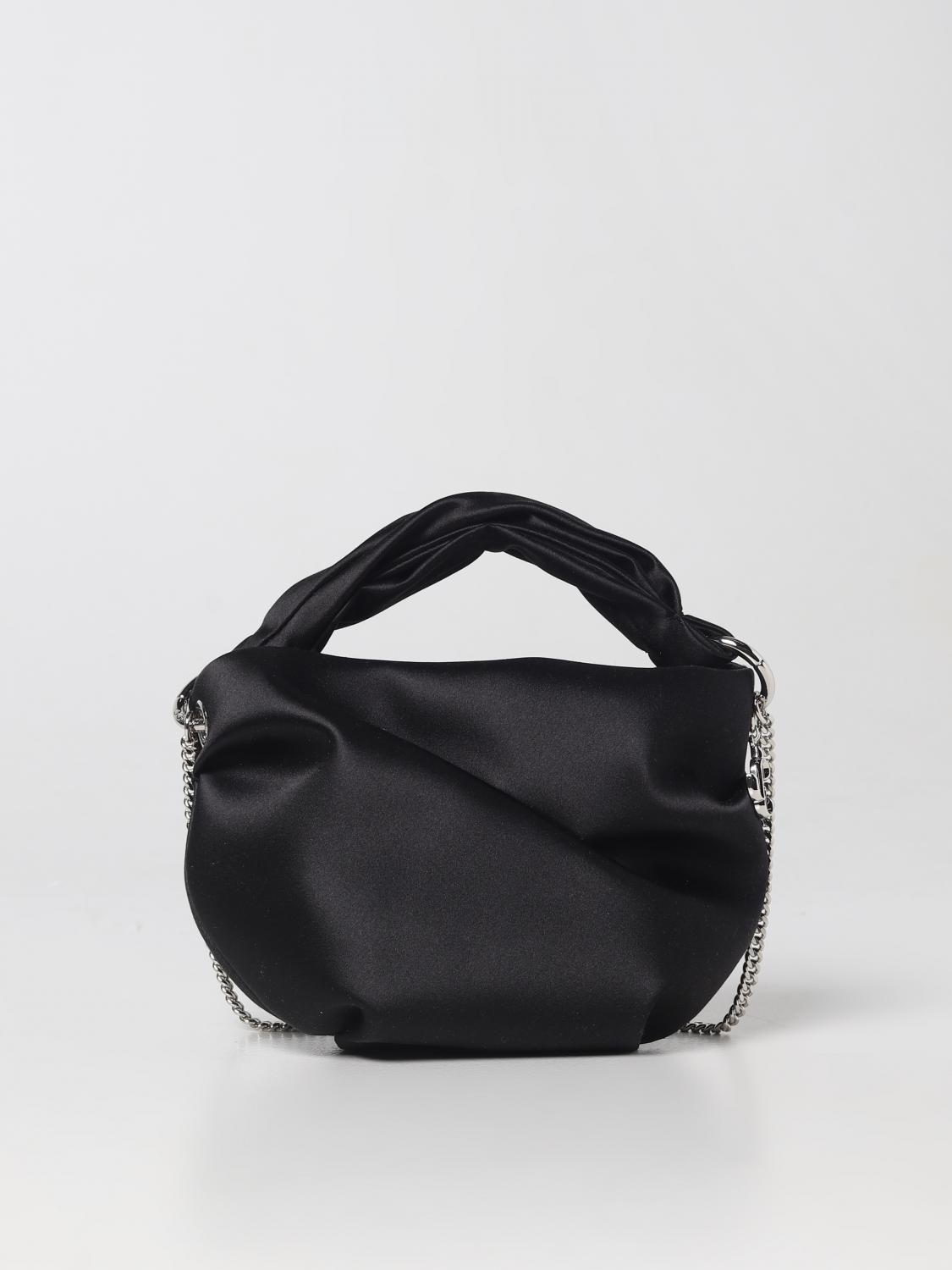 Jimmy Choo Bonny Bag In Satin With Braided Handle In Black