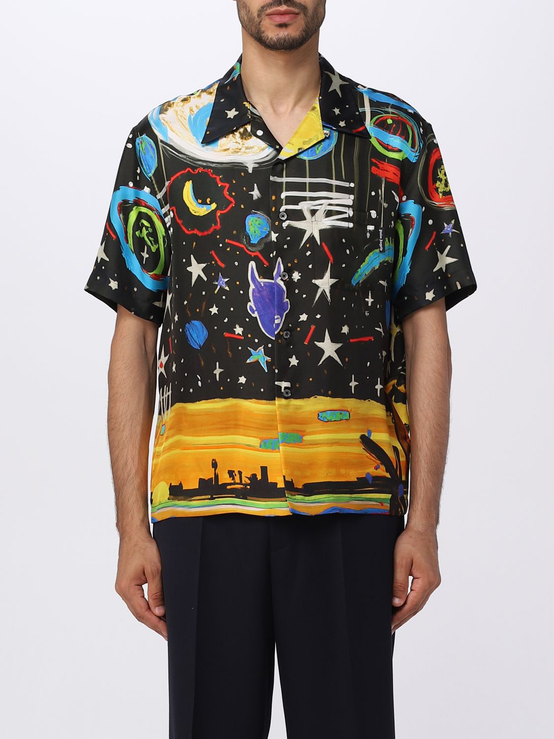 Shop Palm Angels Shirt In Silk And Nylon In Multicolor