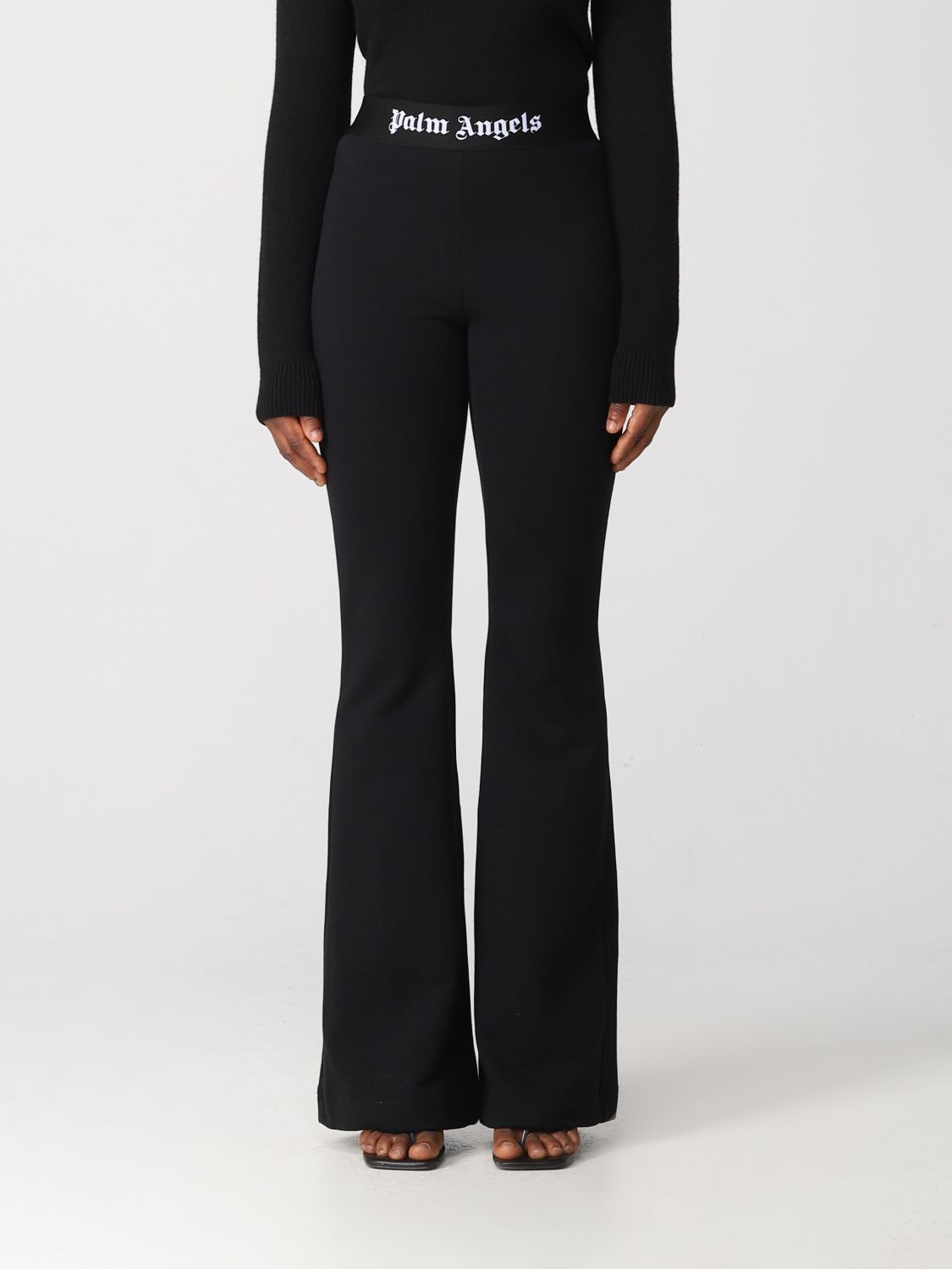 Shop Palm Angels Pants In Stretch Fabric In Black