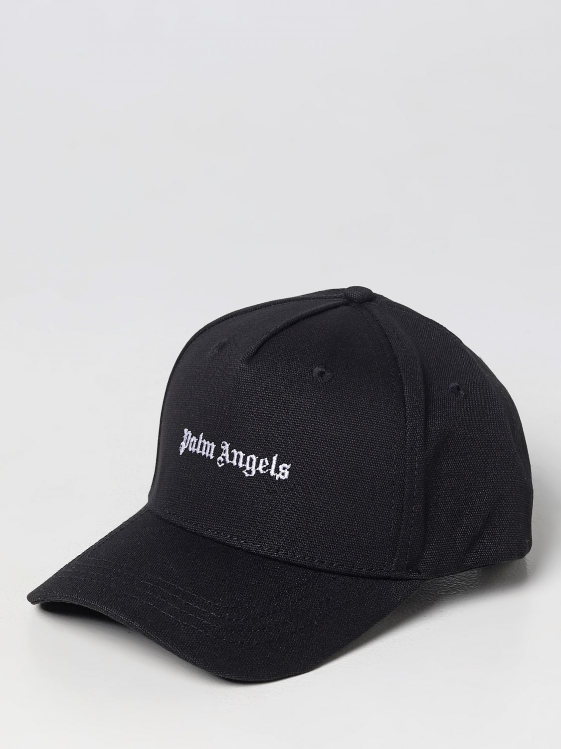 PALM ANGELS: Classic Logo hat in canvas - Black | Palm Angels hat ...