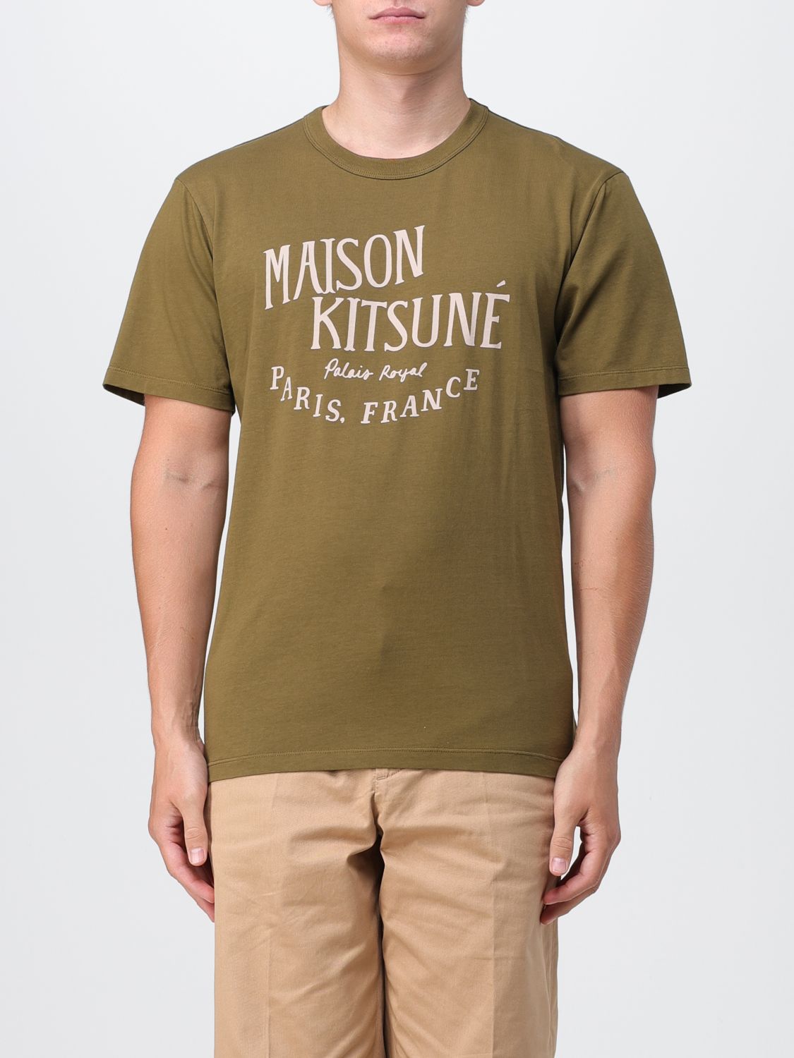 Maison Kitsuné Cotton T-shirt With Logo Print In Green