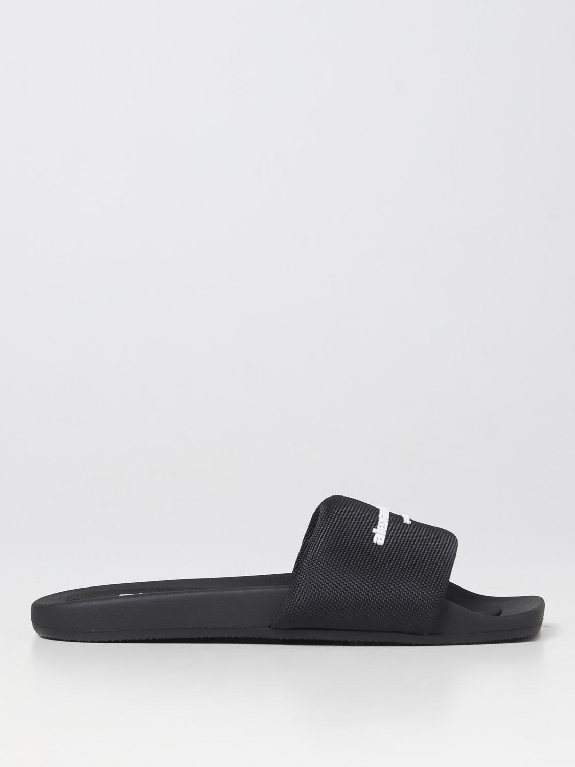 Alexander Wang Padded Logo Pool Slide Sandals Shoes In Black