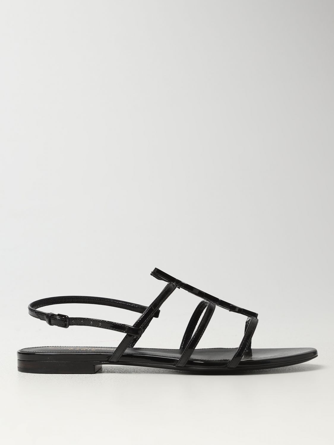 SAINT LAURENT: flat sandals for woman - Black | Saint Laurent flat ...