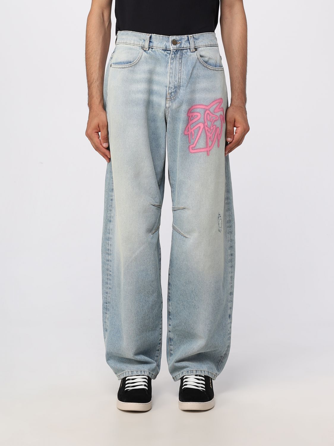 LV x YK Faces Patches Jeans - Luxury Blue