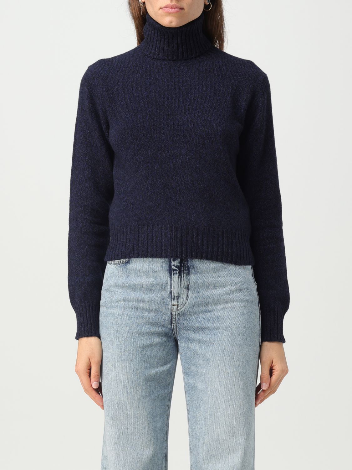 Shop Ami Alexandre Mattiussi Sweater Ami Paris Woman Color Blue