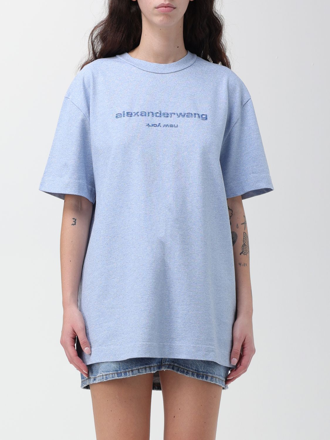 Shop Alexander Wang Cotton T-shirt In Blue