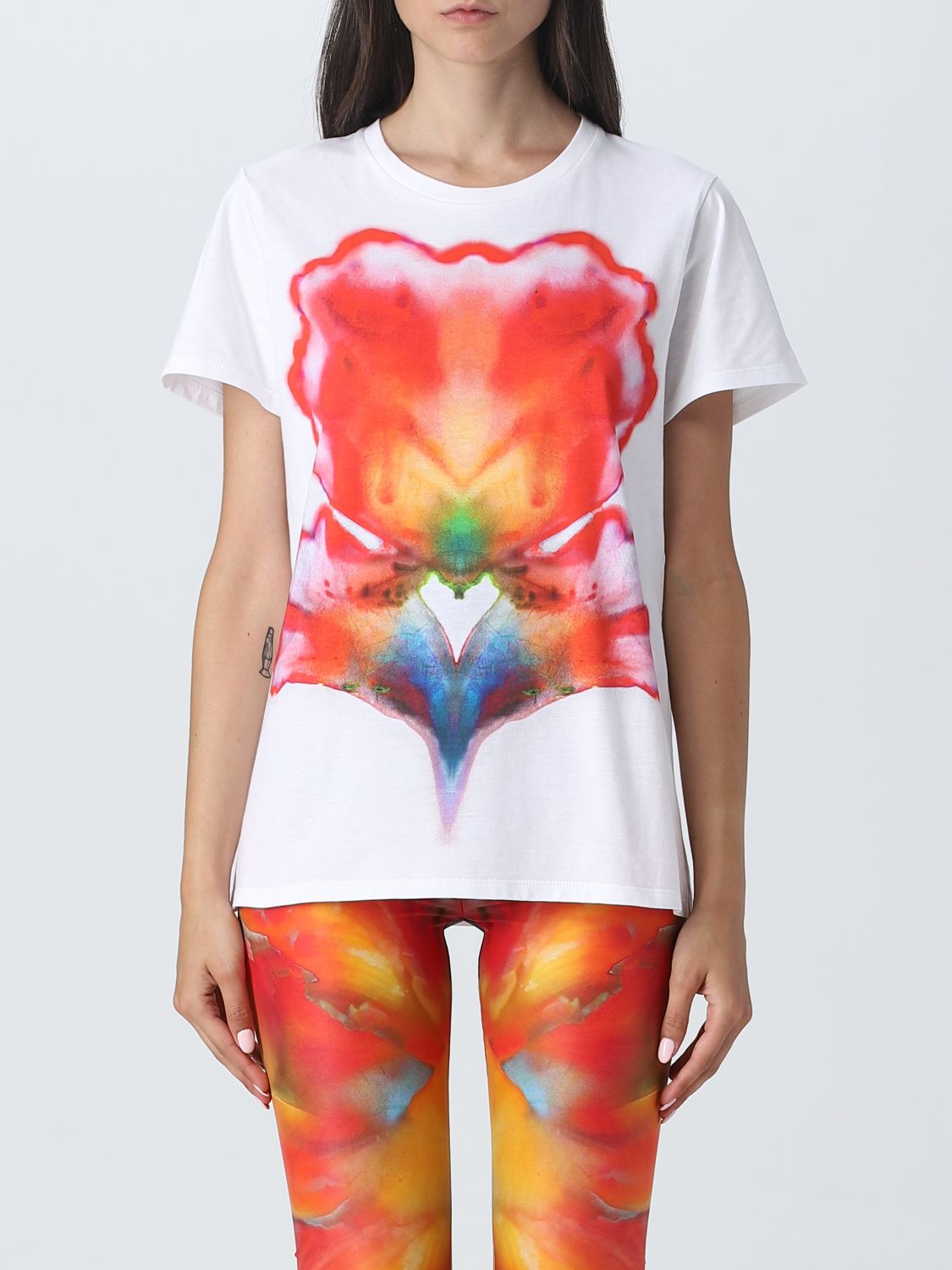 Shop Alexander Mcqueen Jersey T-shirt With Contrasting Print In White