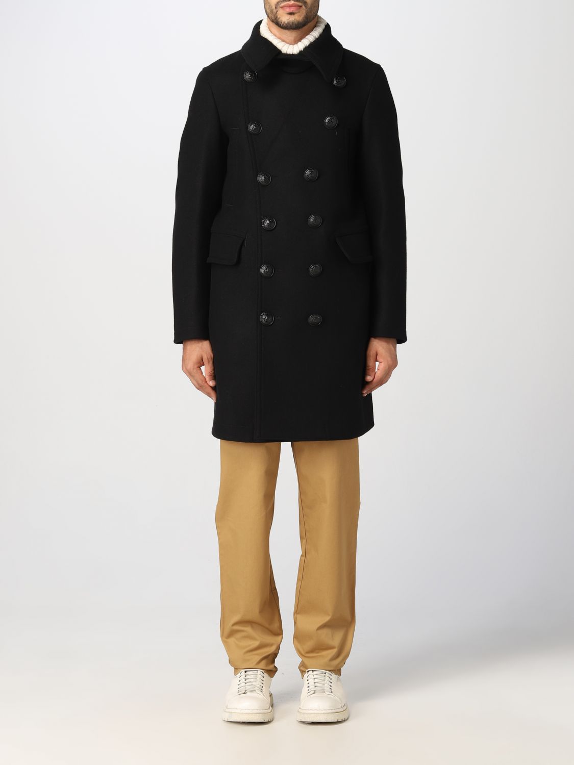 Shop Dsquared2 Coat In Stretch Wool Blend In Black