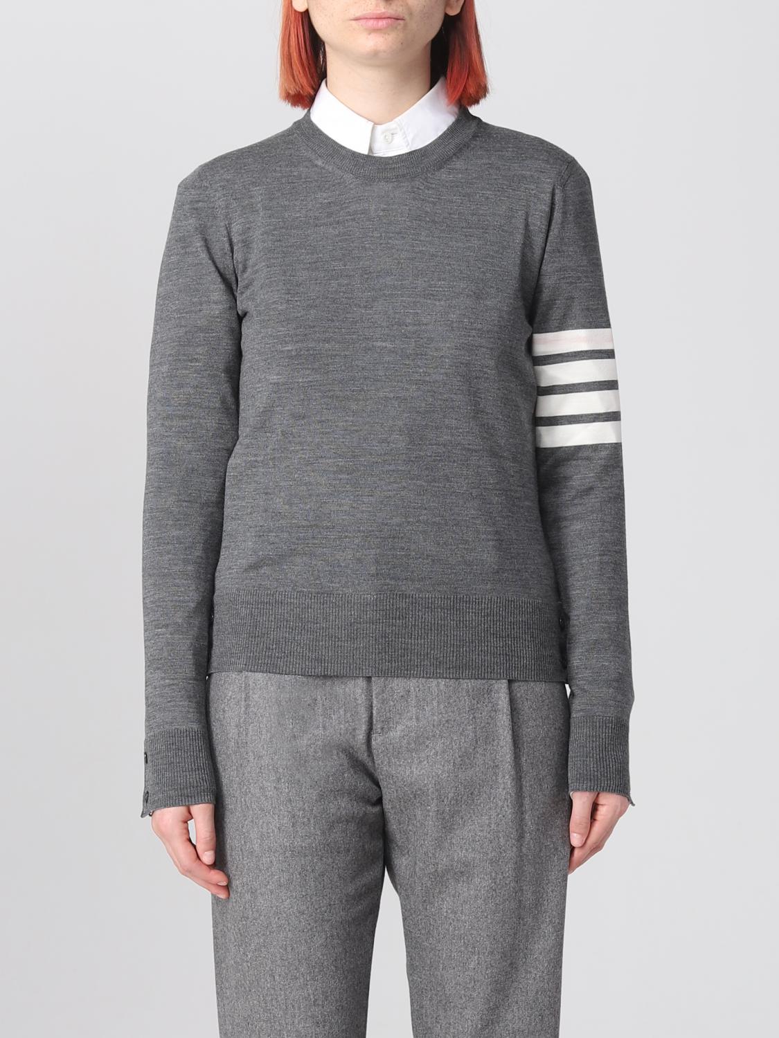 Thom Browne 4-bar Stripe Wool Sweater In Grey
