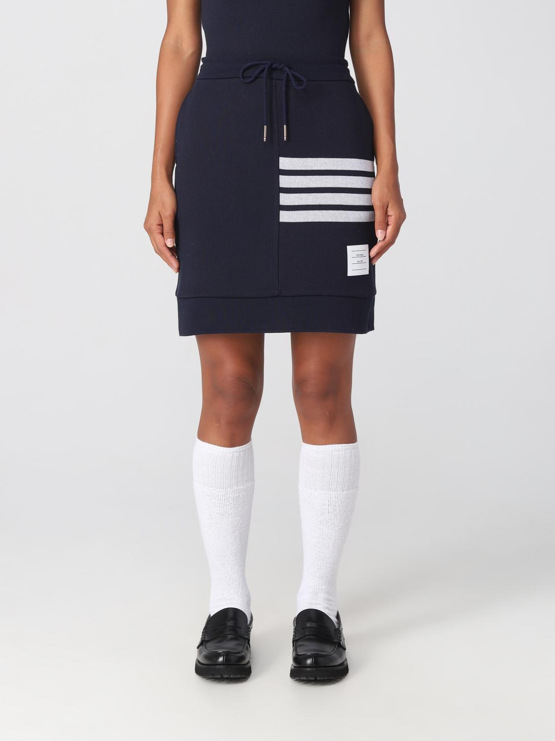 Thom Browne 4-bar Stripes Drawstring Skirt In Blue