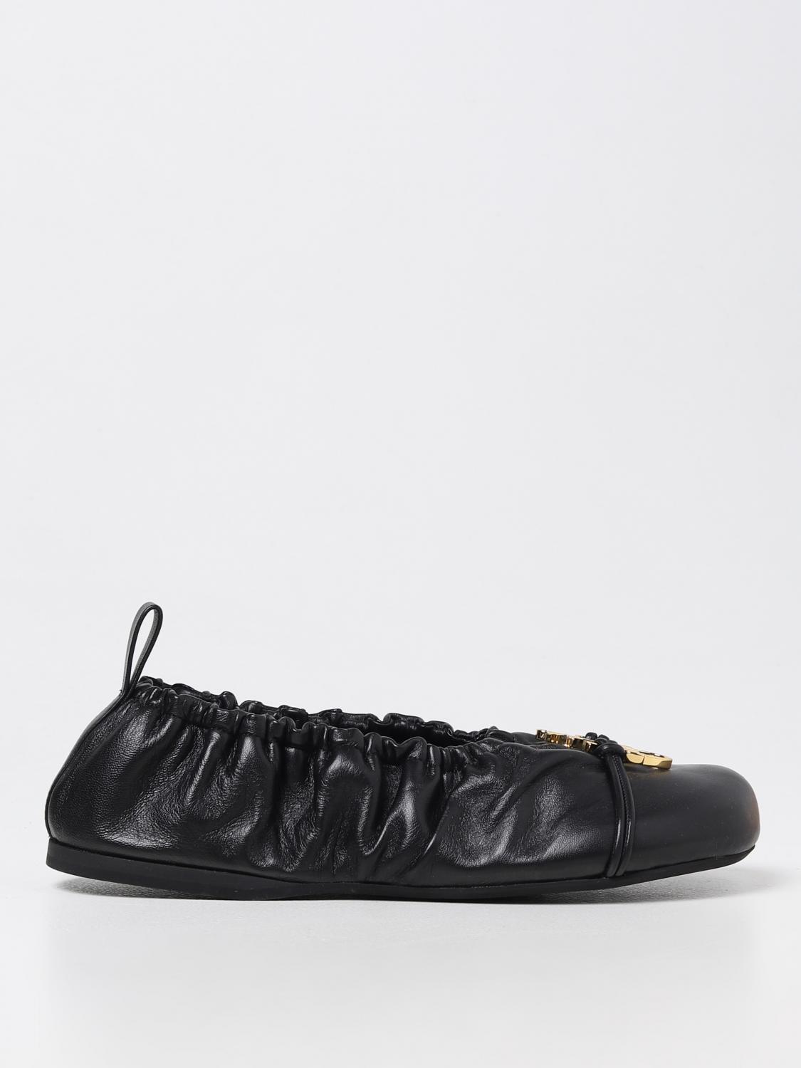 Jw Anderson Decorative-buckle Leather Ballerina Shoes In Black