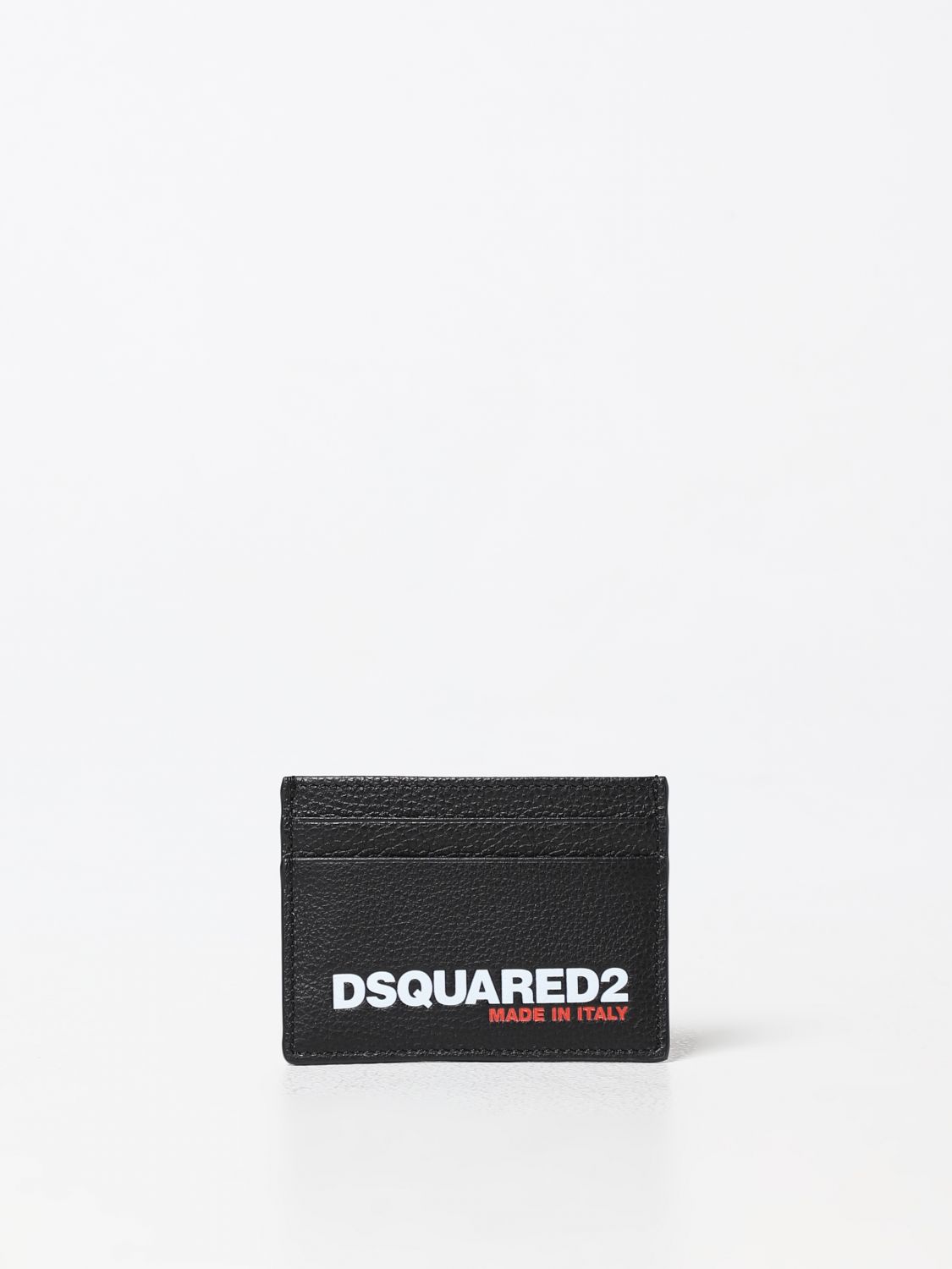 Shop Dsquared2 Credit Card Holder In Grained Leather In Black