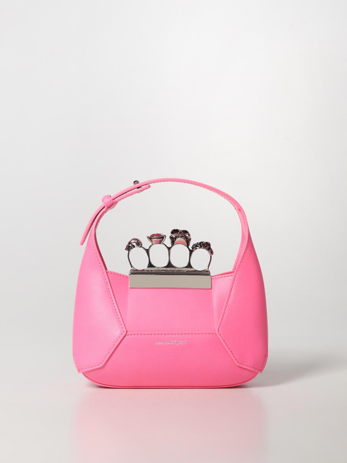 Alexander Mcqueen Alexander Mc Queen The Jewelled Hobo Mini Leather Shoulder Bag In Fuchsia