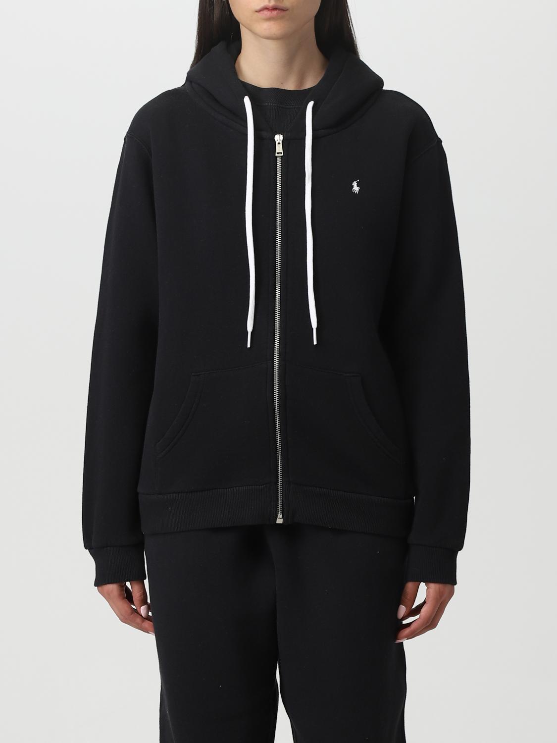 Polo Ralph Lauren Felpa In Misto Cotone Nero Donna In Black