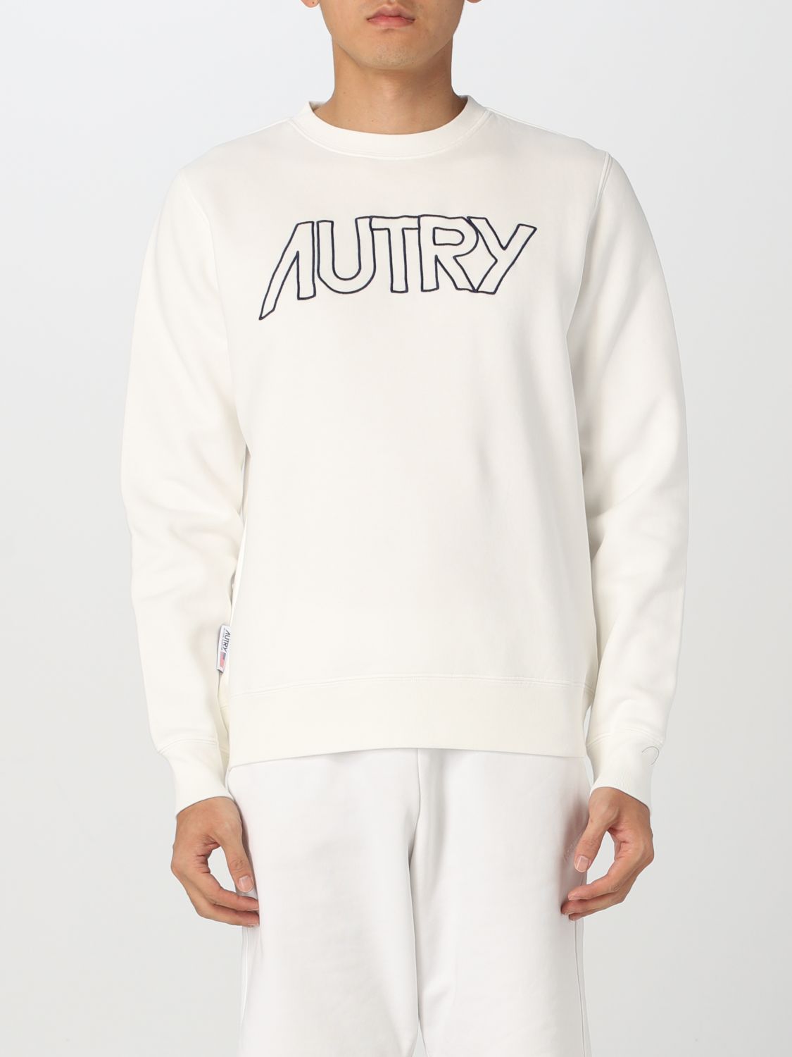 Shop Autry Cotton Sweatshirt With Contrasting Logo In White