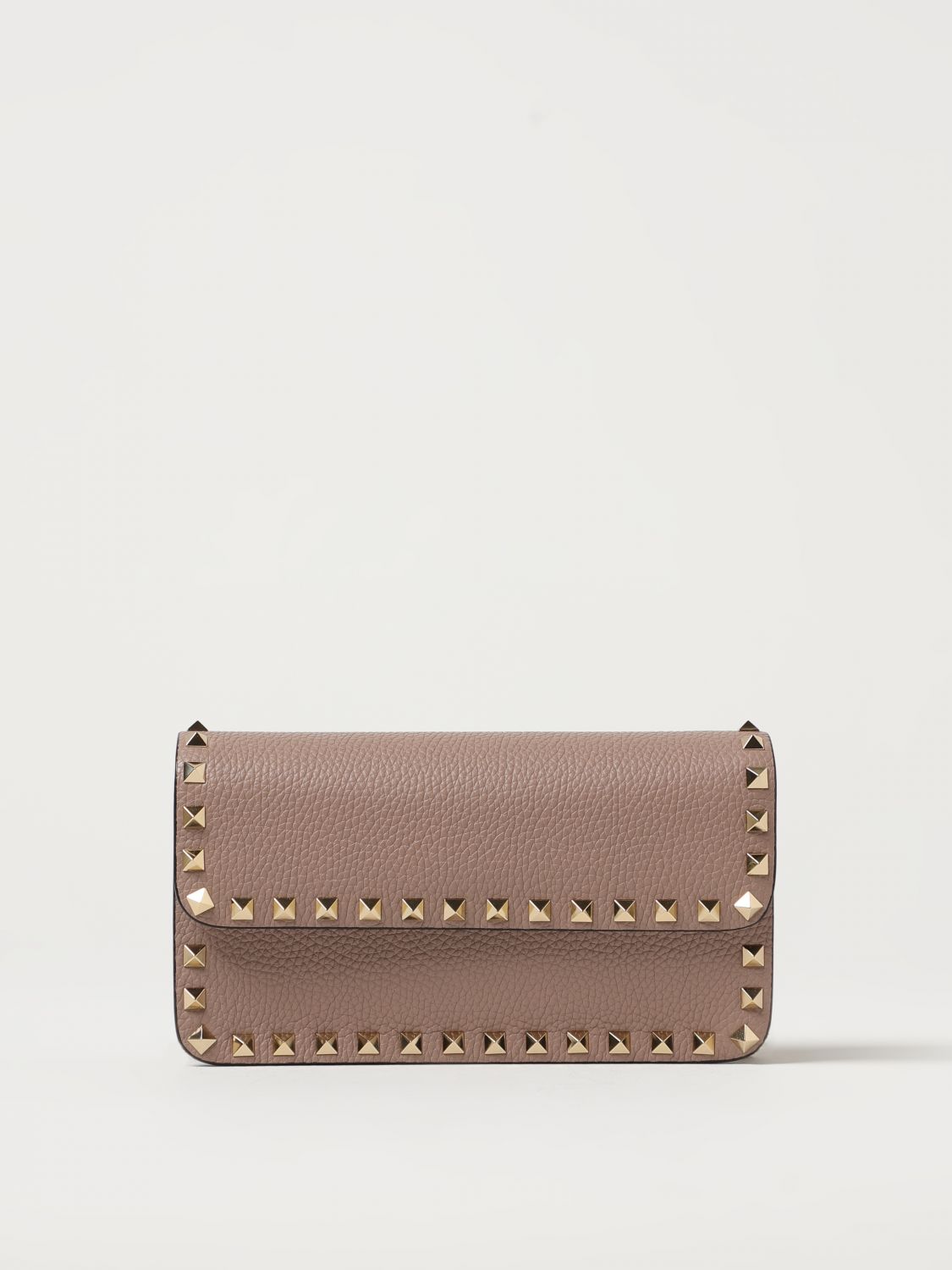 VALENTINO GARAVANI: Rockstud bag in grained leather - Blush Pink