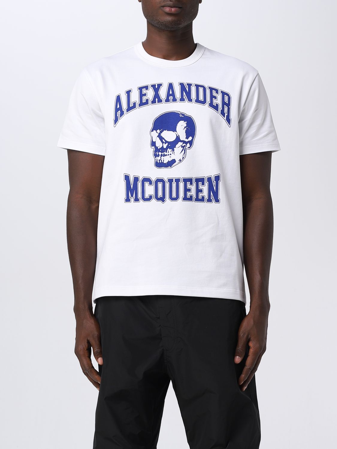 Shop Alexander Mcqueen Cotton T-shirt With Contrasting Print In White