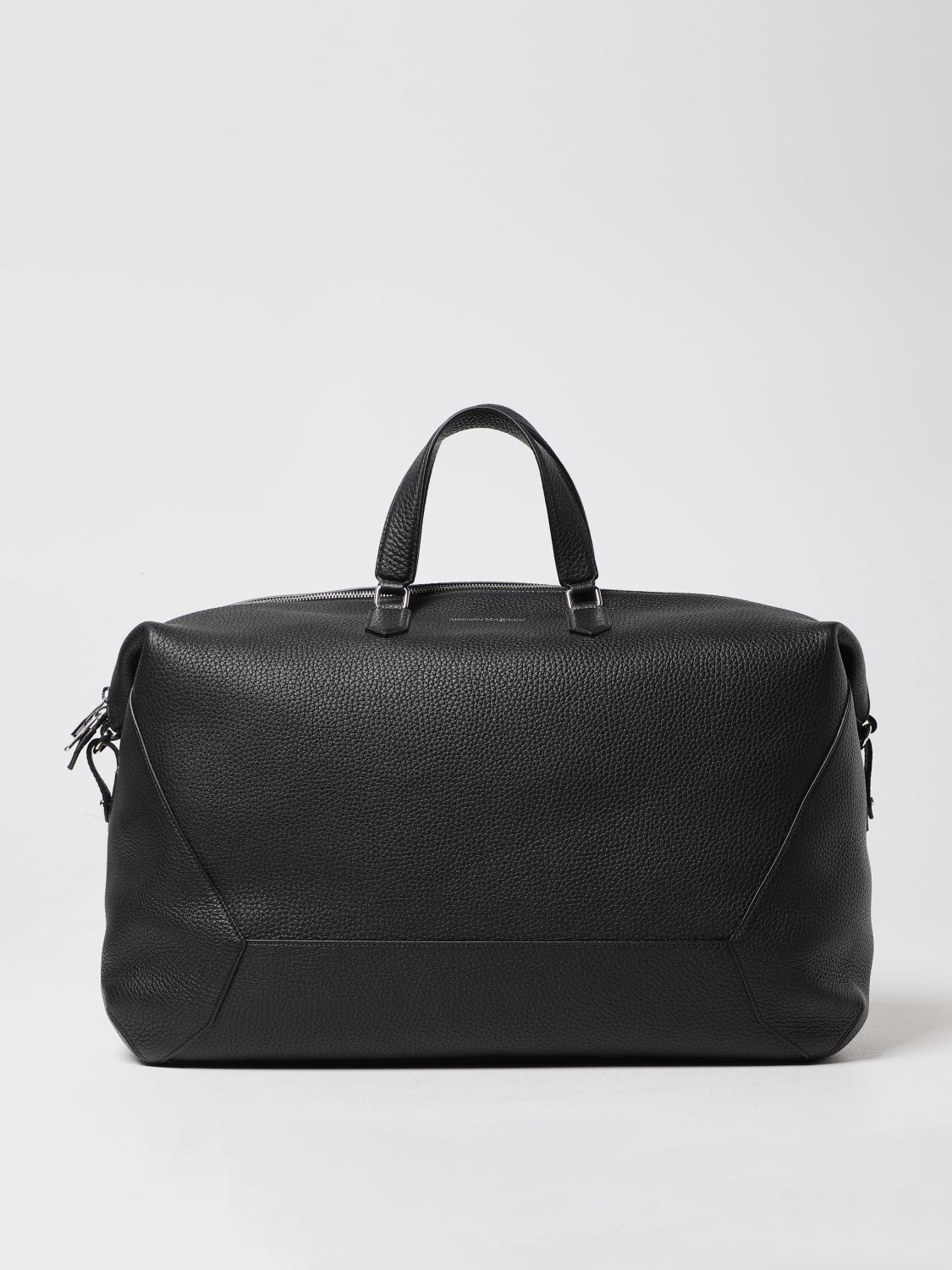Shop Alexander Mcqueen The Edge Leather Travel Bag In Black