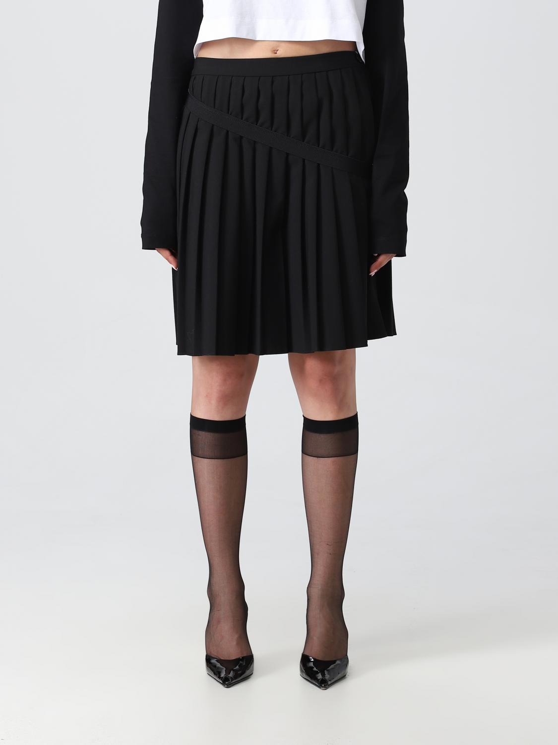 Mm6 Maison Margiela Asymmetric Pleated Miniskirt In Black